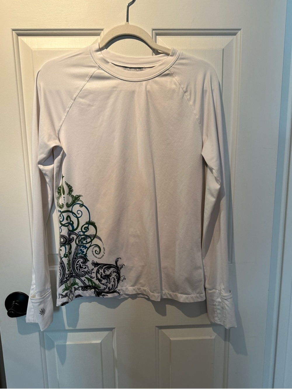 Athleta White Long Sleeve Graphic Top
